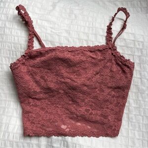 NWT Aerie Cropped Lace Camisole in Dusty Rose, S